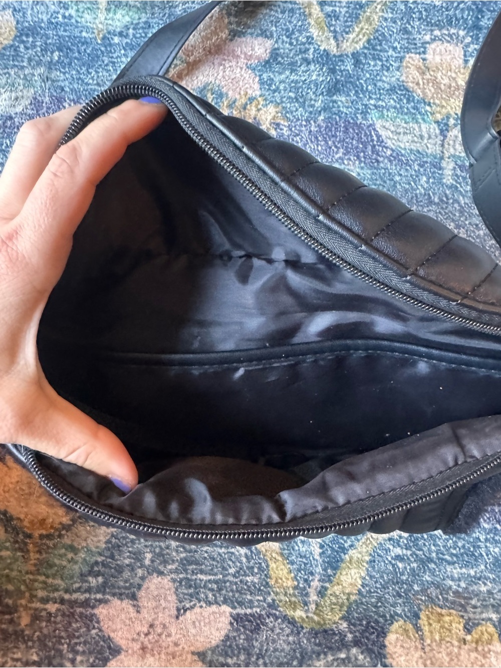 BEIS Black Quilted Belt Bag with Adjustable Strap - Picture 5 of 7